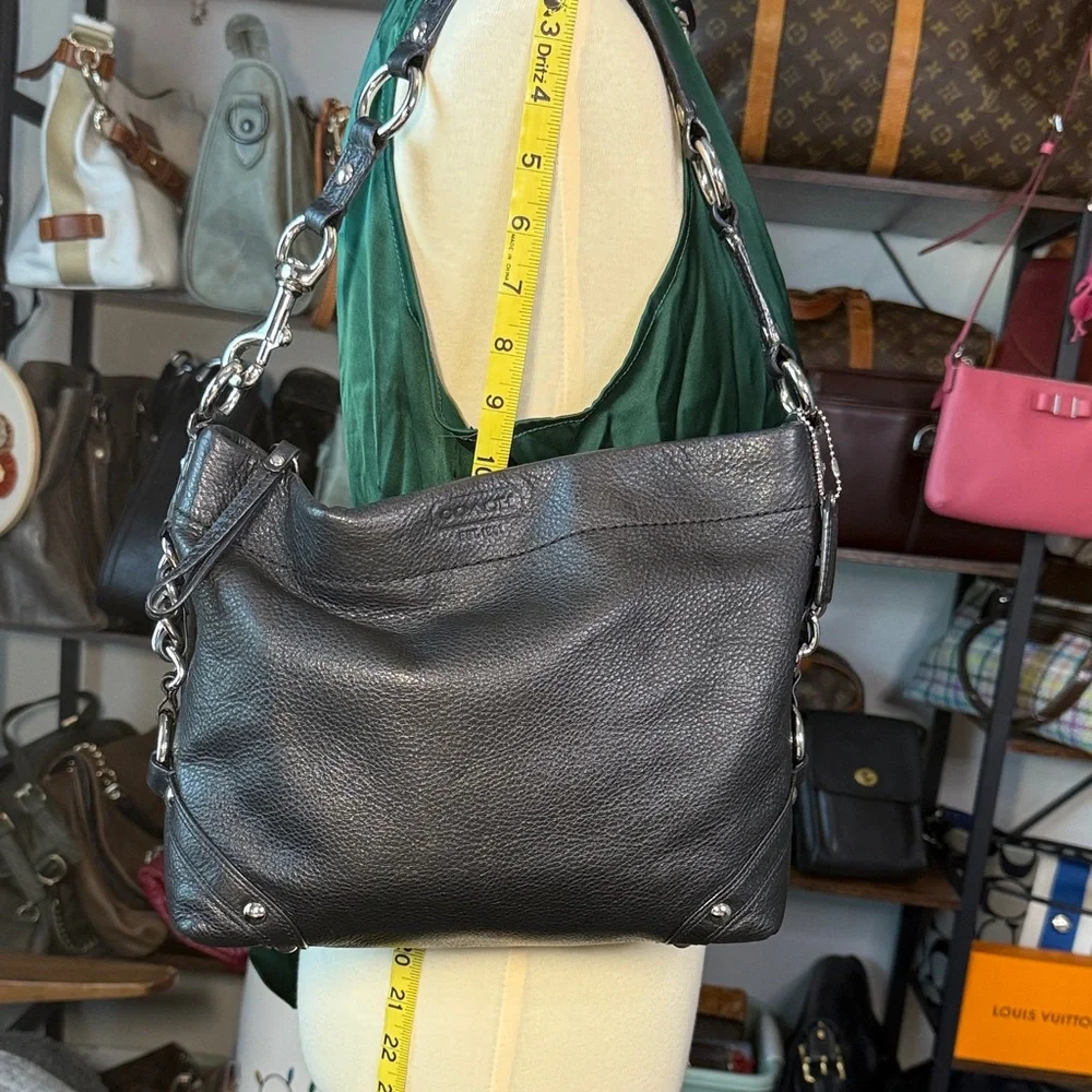 Coach Dark Gray/Black Leather Hobo Shoulder Bag - Picture 2 of 15